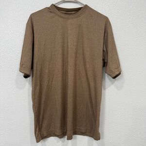 Van Heusen Studio Mens Brown Textured Knit Short Sleeve T-Shirt Size M Micro Rib